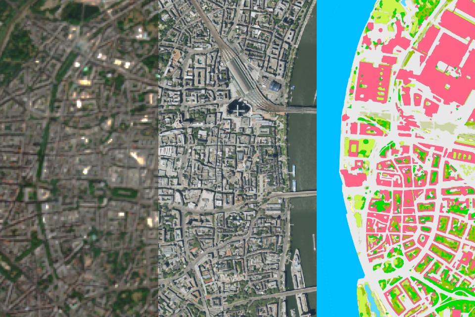 Luftbild- und Satellitenbildinformationen (Dynamisches Mosaik, Orthophoto und Landbedeckung), Innenstadt Köln